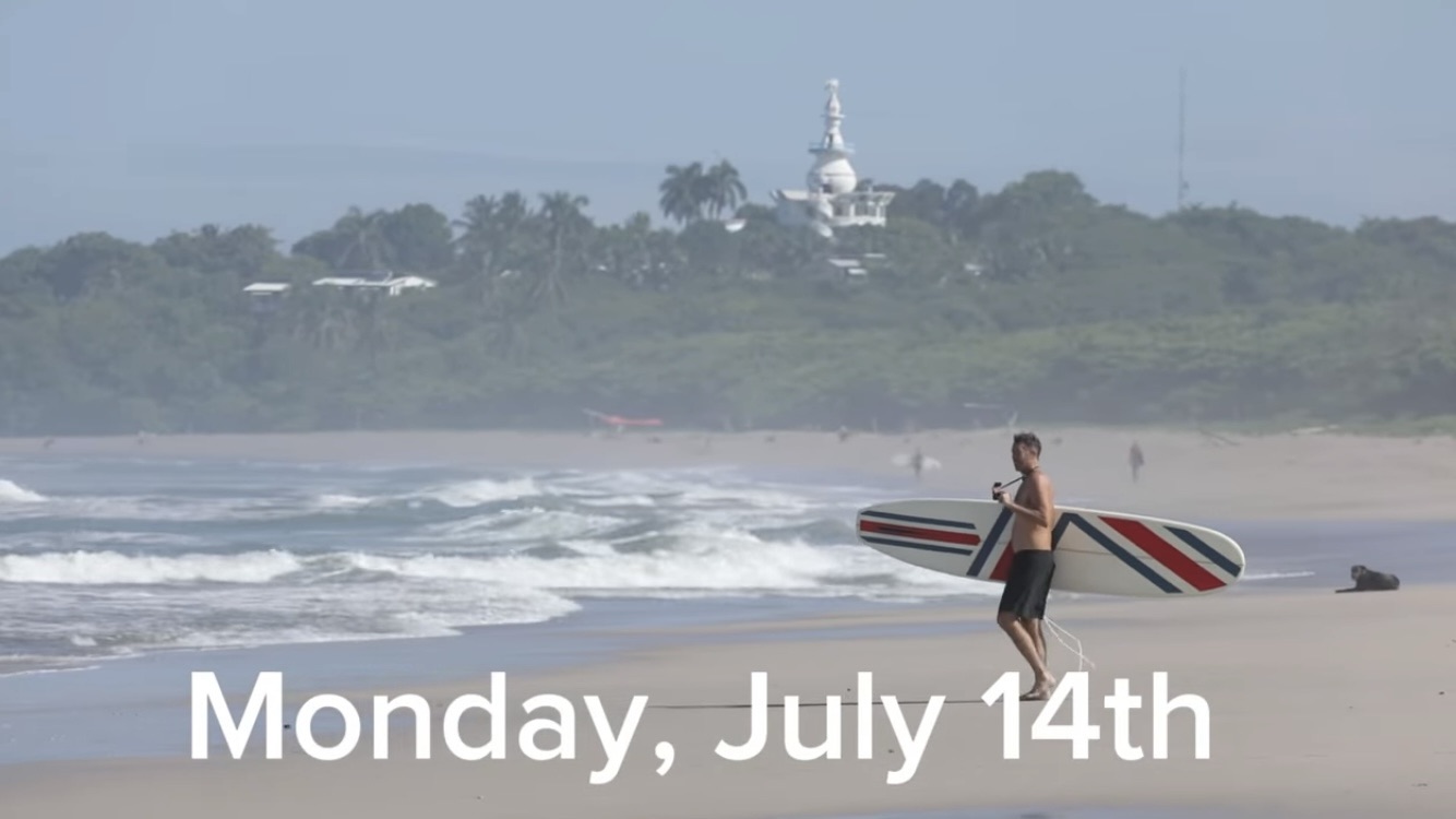 Surf Playa Guiones, Nosara 14th. Music: El Chivo Open Mic w/Rocker Erik & Taku